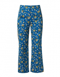 Dova Blue Paisley Print Stretch Cotton Pant