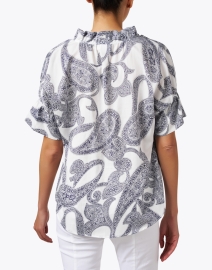 Back image thumbnail - Finley - Crosby White and Navy Print Cotton Top