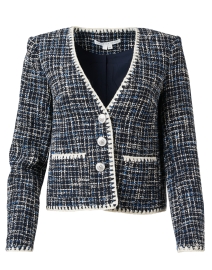 Product image thumbnail - Veronica Beard - Bosea Navy and Ivory Tweed Jacket