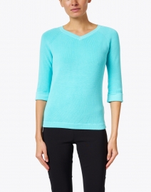 Kinross - Aqua Pima Cotton Shaker Sweater