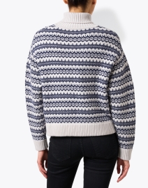 Back image thumbnail - Jumper 1234 - Grey and Navy Intarsia Wool Cashmere Sweater
