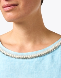 Extra_1 image thumbnail - 120% Lino - Blue Embellished Linen Dress