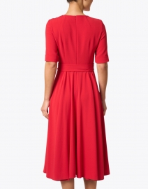 Back image thumbnail - Paule Ka - Red Crepe Short Sleeve Dress