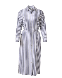 Blue and White Striped Shirt Dress