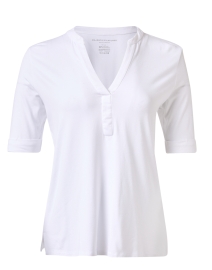 Product image thumbnail - Majestic Filatures - White Soft Touch Henley Top