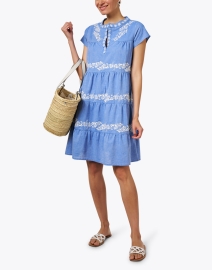 Look image thumbnail - Ro's Garden - Isabel Blue Chambray Embroidered Dress