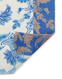 Back image thumbnail - Kinross - Blue Paisley Print Silk Cashmere Scarf