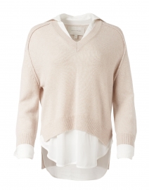 Brochu Walker - Almond Cashmere Sweater with White Underlayer