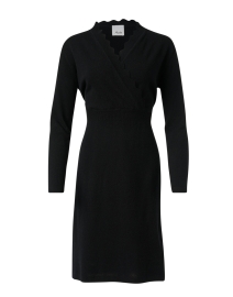Black Wool Cashmere Wrap Dress