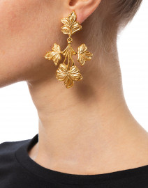 Gold Triple Branch Floral Fan Earrings