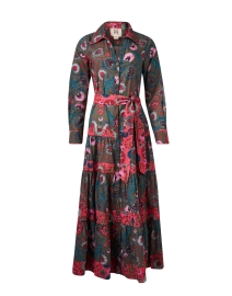 Shelby Green Multi Floral Cotton Shirt Dress