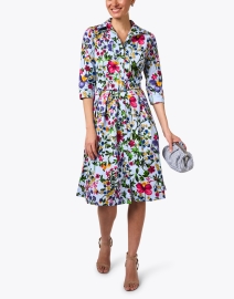 Look image thumbnail - Samantha Sung - Audrey Blue Floral Print Stretch Cotton Dress