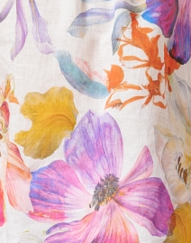 Fabric image thumbnail - 120% Lino - White Floral Print Linen Blouse