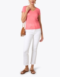 Look image thumbnail - Majestic Filatures - Coral Pink Stretch Linen Tee