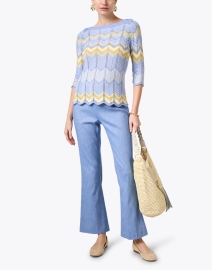 Look image thumbnail - Burgess - Suzy Blue and Yellow Chevron Knit Sweater