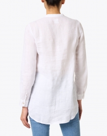 Back image thumbnail - 120% Lino - White Linen Pintucked Shirt