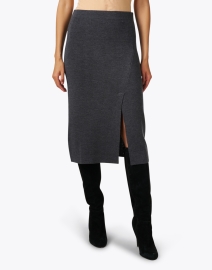 Front image thumbnail - Repeat Cashmere - Grey Knit Wool Skirt