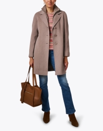 Look image thumbnail - Kinross - Taupe Wool Cashmere Layered Coat