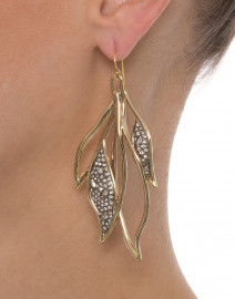 Crystal Encrusted Feather Wire Earrings