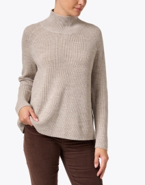 Front image thumbnail - Eileen Fisher - Beige Rib Knit Wool Top