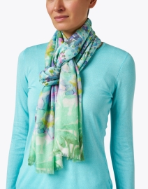 Look image thumbnail - Kinross - Multi Floral Print Silk Cashmere Scarf