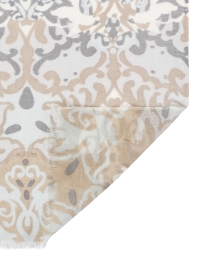 Back image thumbnail - Kinross - Beige and Grey Multi Print Silk Cashmere Scarf