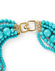 Back image thumbnail - Kenneth Jay Lane - Turquoise Multi Strand Beaded Necklace