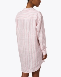 Back image thumbnail - Frank & Eileen - Mary Pink Stripe Linen Shirt Dress