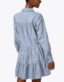 Back image thumbnail - Apiece Apart - Anna Blue Striped Cotton Dress