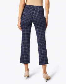 Ecru - Prince Navy and Beige Check Stretch Cotton Pant 