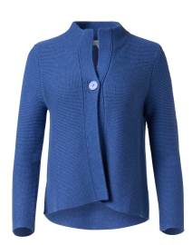 Blue Cotton Garter Button Cardigan