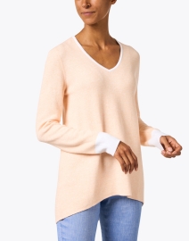 Front image thumbnail - Kinross - Orange Cashmere Cotton Reversible Sweater