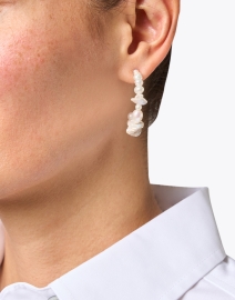 Look image thumbnail - Mignonne Gavigan - Gemma White Gold Pearl Hoop Earrings