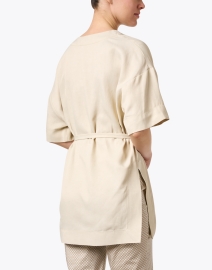 Back image thumbnail - Piazza Sempione - Beige Belted Tunic Top
