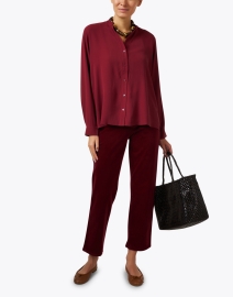 Look image thumbnail - Eileen Fisher - Red Corduroy Straight Ankle Pant