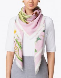 Kirsten Pale Pink Floral Wool Cashmere Scarf