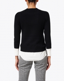 Back image thumbnail - Brochu Walker - Eton Black Wool Cashmere Sweater with White Underlayer