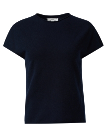 Navy Knit Wool Cashmere Top