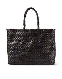 Product image thumbnail - Loeffler Randall - Klara Brown and Black Woven Leather Tote Bag