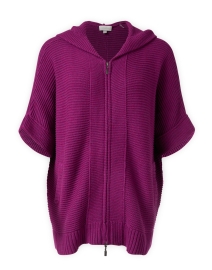 Magenta Cotton Short Sleeve Hoodie Sweater