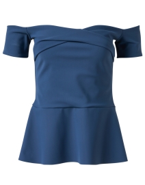 Product image thumbnail - Chiara Boni La Petite Robe - Selena Blue Off the Shoulder Top