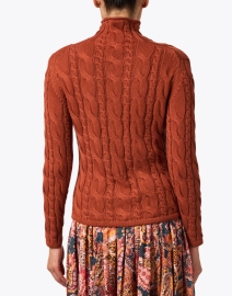 Back image thumbnail - Blue - Cinnamon Brown Cotton Cable Knit Sweater