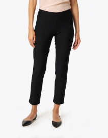 Front image thumbnail - Eileen Fisher - Black Stretch Crepe Slim Ankle Pant