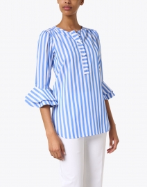 Front image thumbnail - Dovima Paris - Wren Blue and White Stripe Cotton Shirt