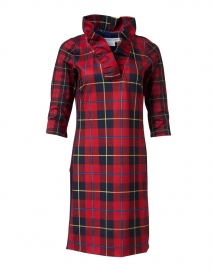 Plaidly Red Plaid Ruffle Neck Dress