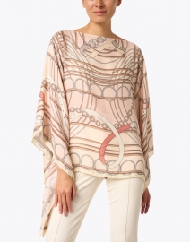 Front image thumbnail - Rani Arabella - Venezia Light Pink Print Cashmere Silk Wool Poncho