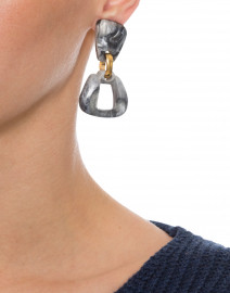 Zya Grey Resin Drop Clip-On Earrings