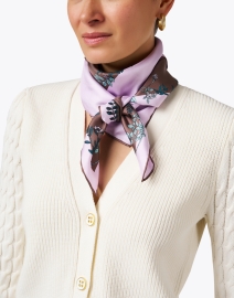 Look image thumbnail - Lafayette 148 New York - Lilac and Brown Silk Scarf