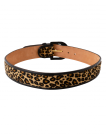 Back image thumbnail - W. Kleinberg - Leopard Calf Hair Belt with Black Leather Piping