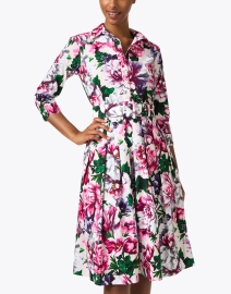 Front image thumbnail - Samantha Sung - Audrey Pink Floral Print Stretch Cotton Dress